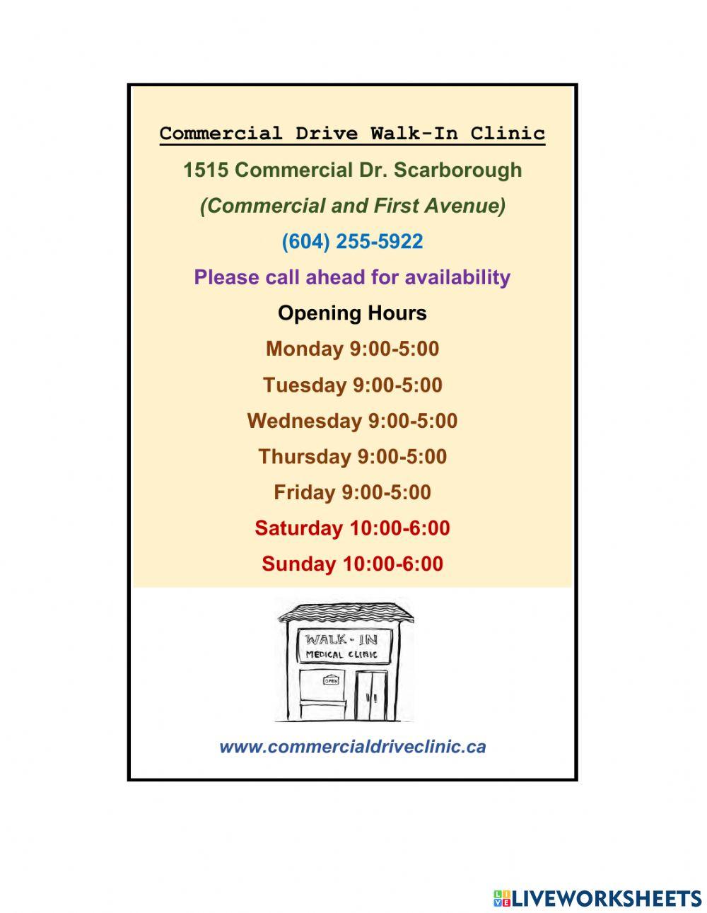 Walk-in Clinic Information Flyer Ex.2