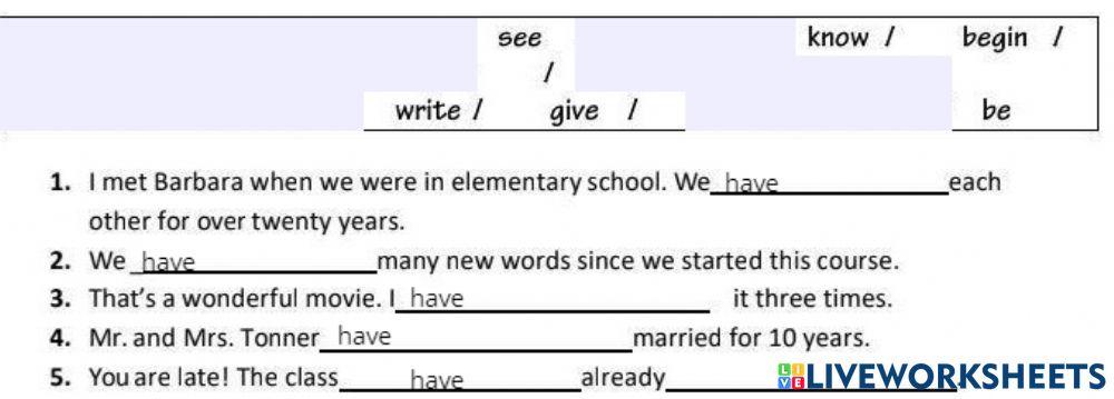 Present Perfect 4° Secundaria