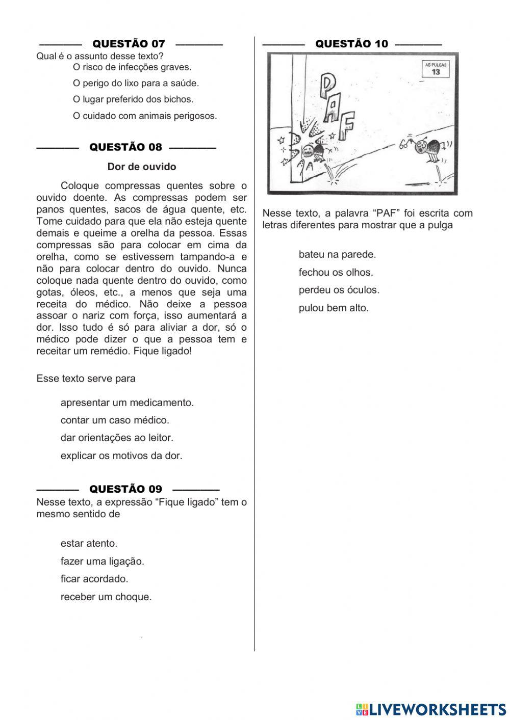 Simulado Português 3º ano