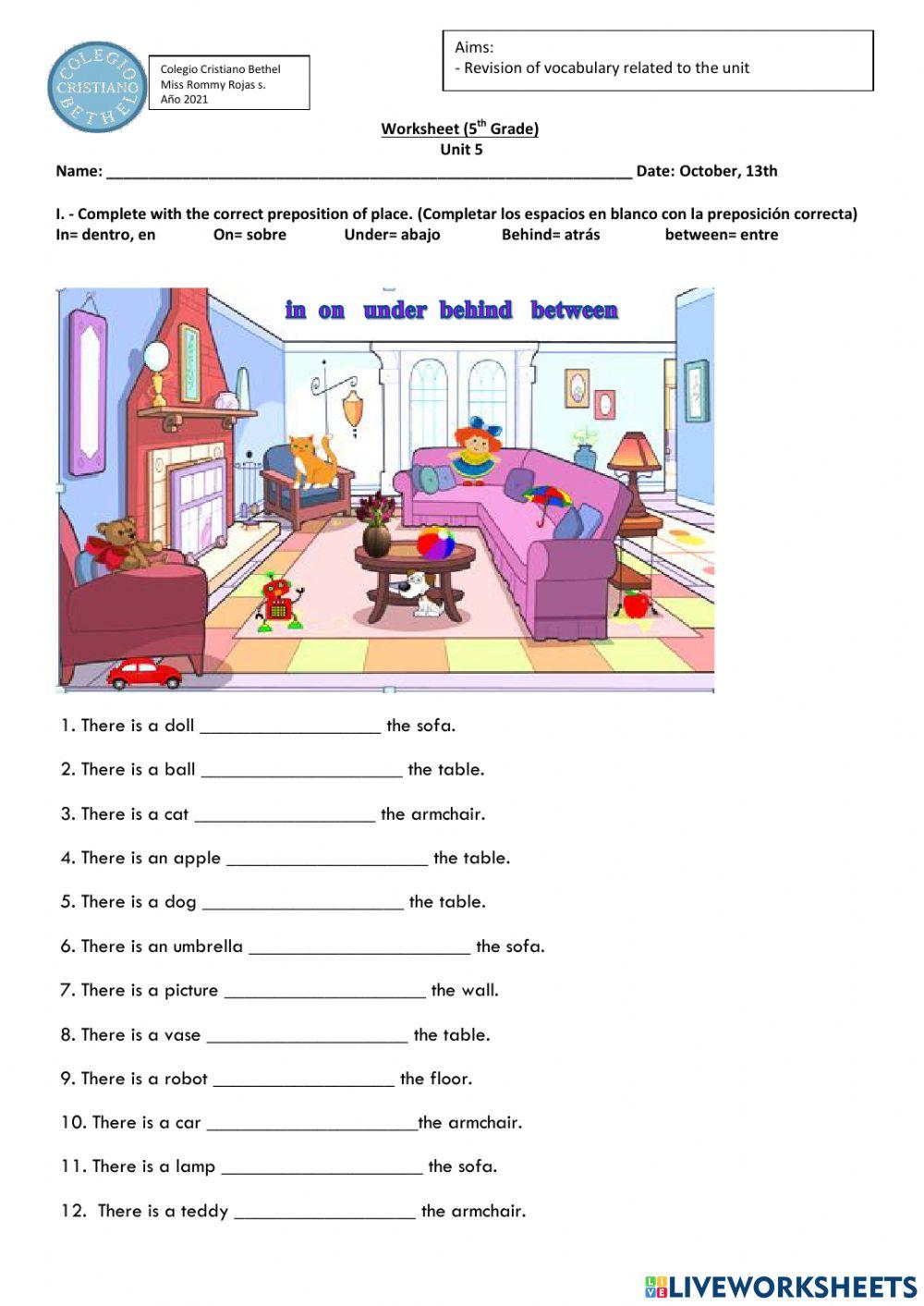 Worksheet 5° Grade