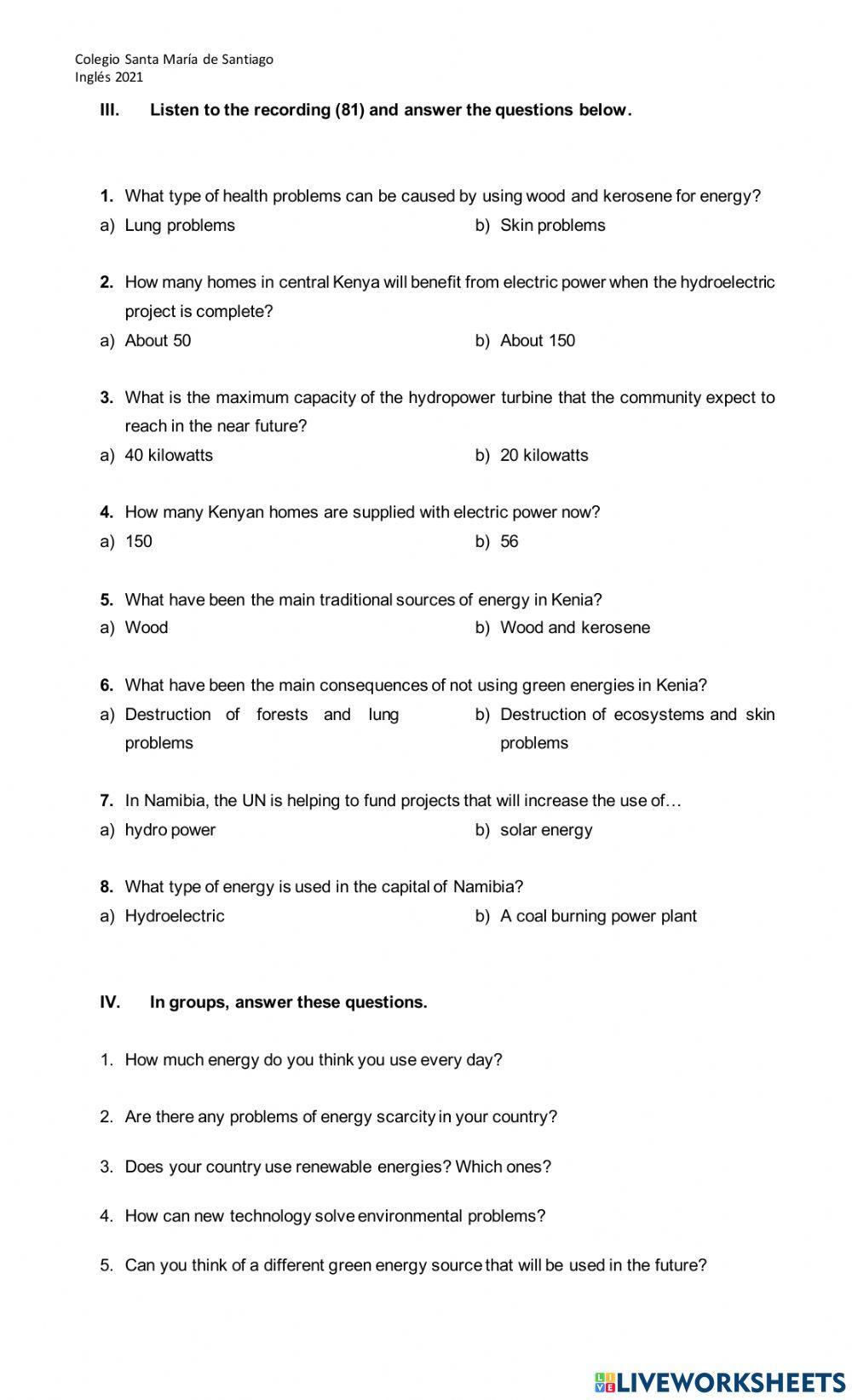 Listening About Energies