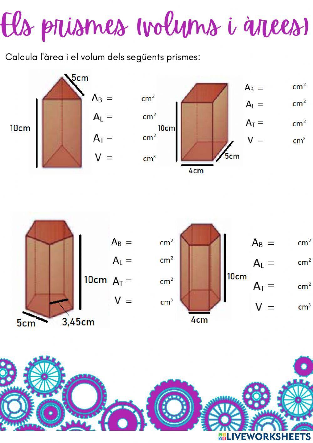 Volum i àrea d'un prisma