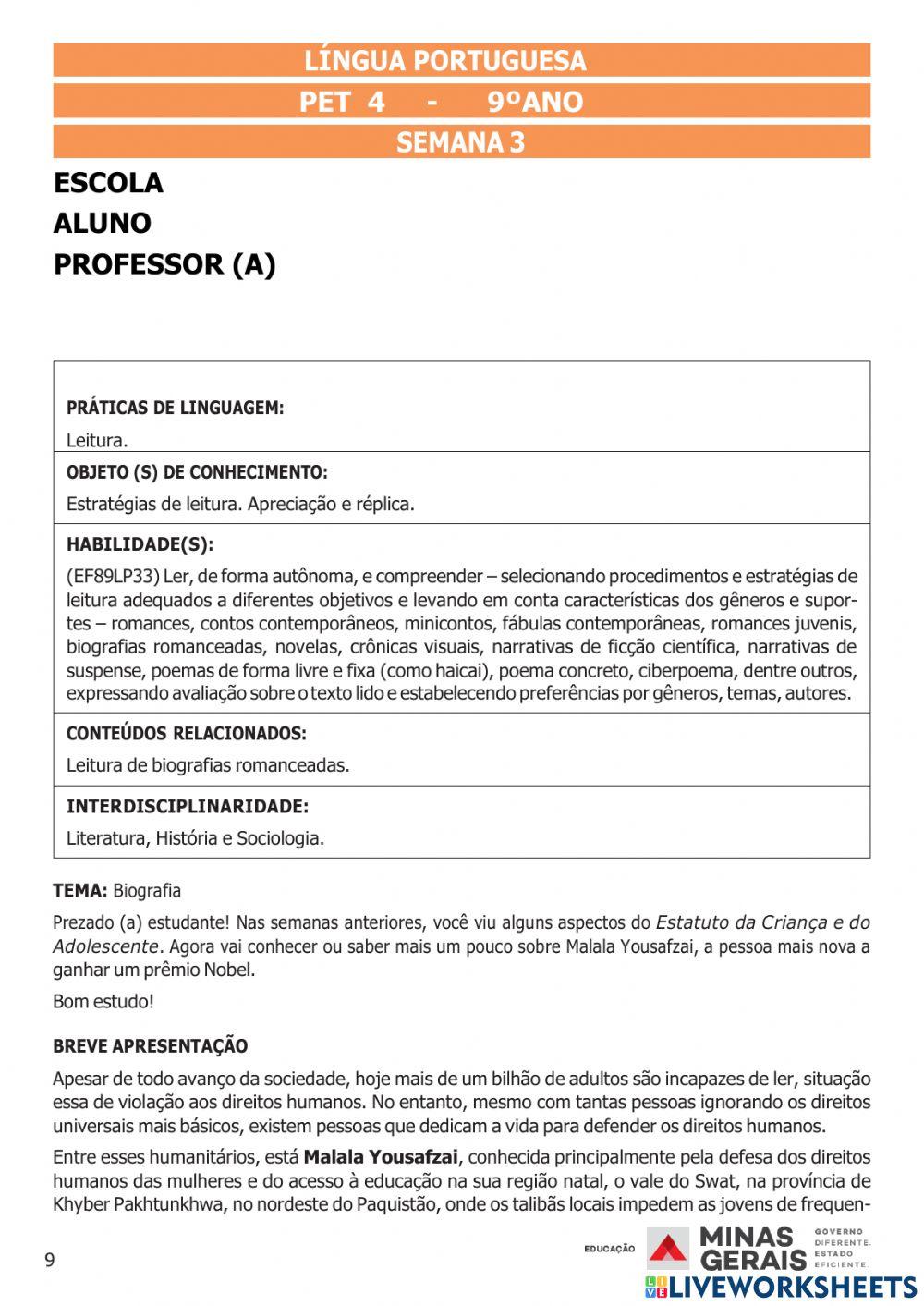 Pet 4-1º ano - ensino médio- semana 3