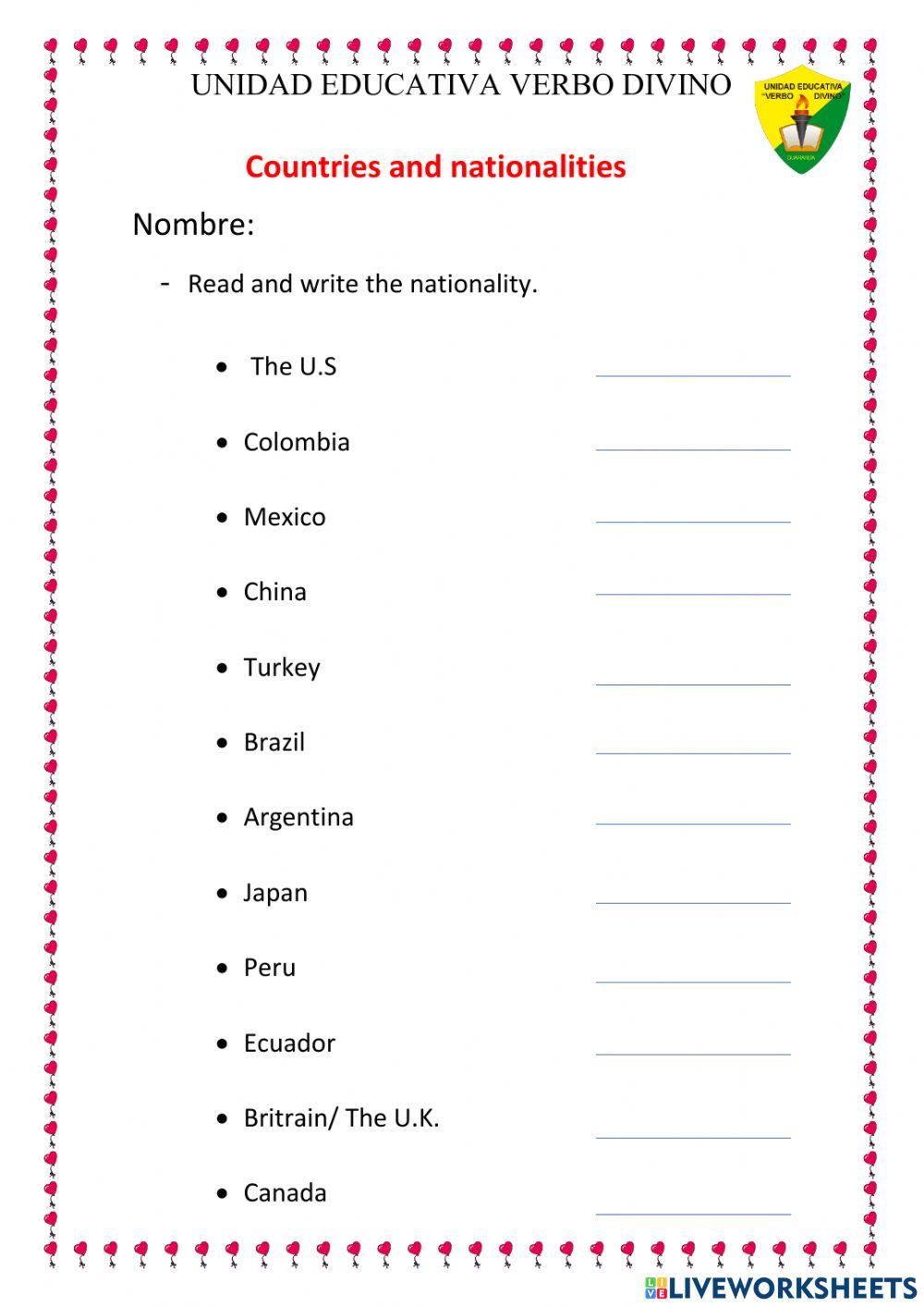 Countries and Nationalities