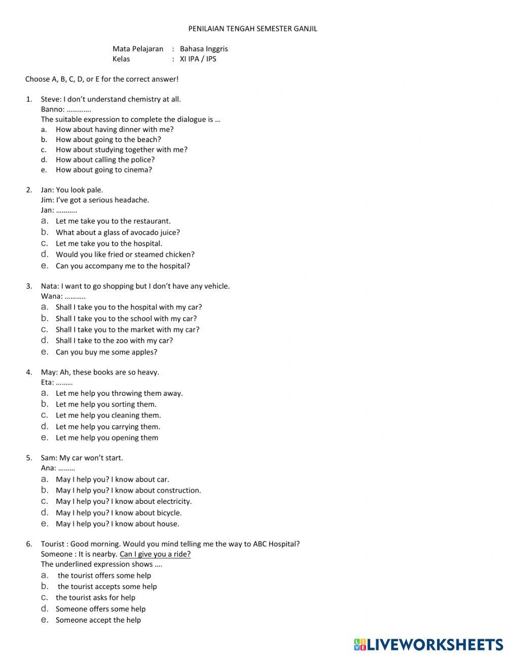 Penilaian Tengah Semester XI