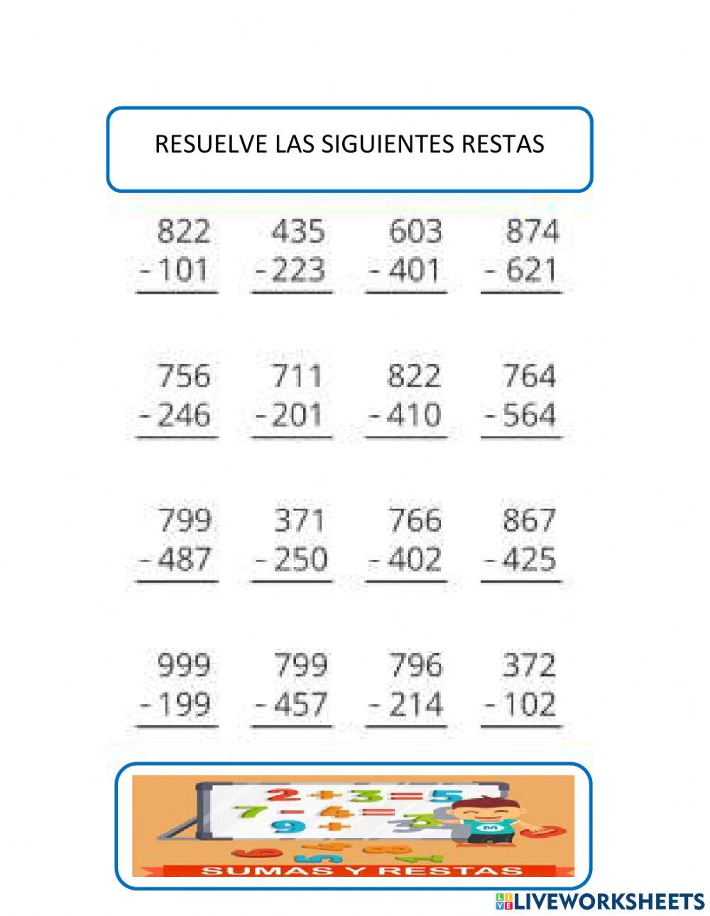 Sumas y restas de 3 cifras