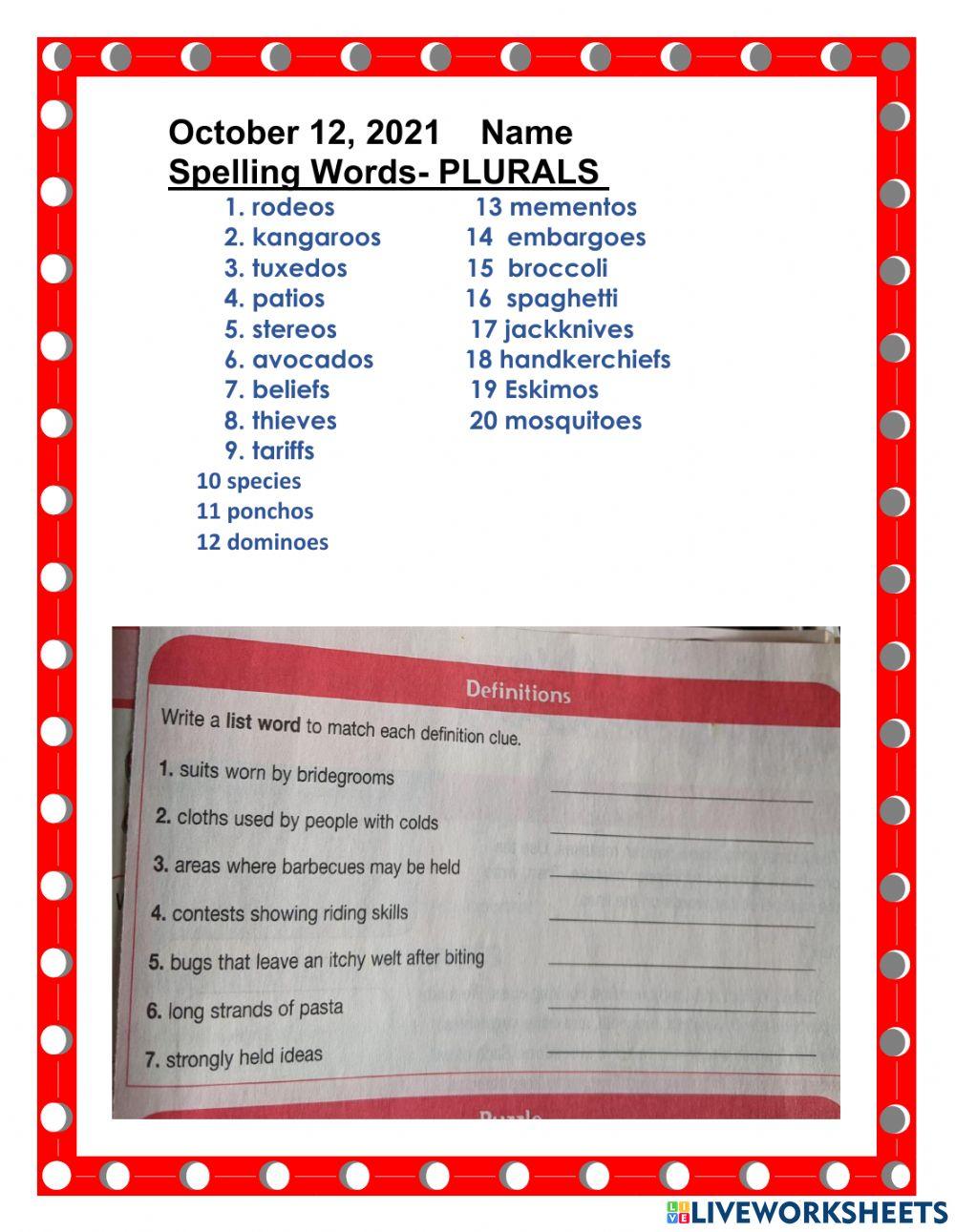 Spelling Plurals
