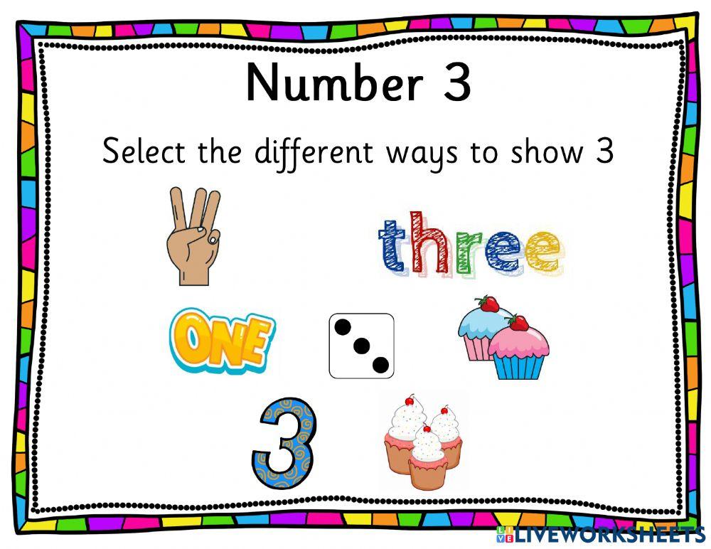 Number Recognition - 3 worksheet | Live Worksheets