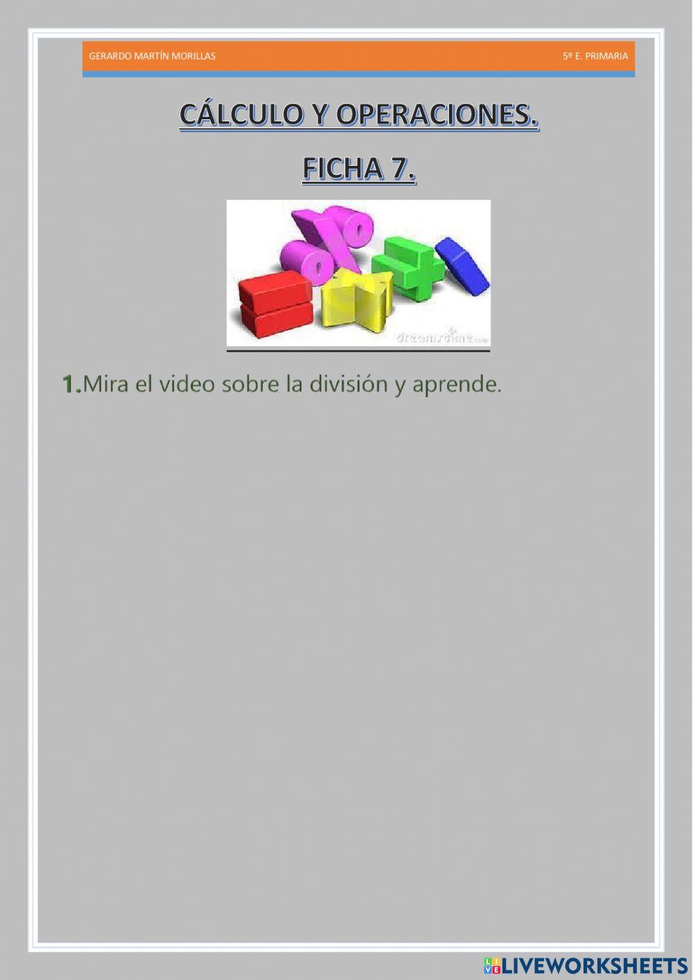 Cálculo y operaciones. Ficha 7.