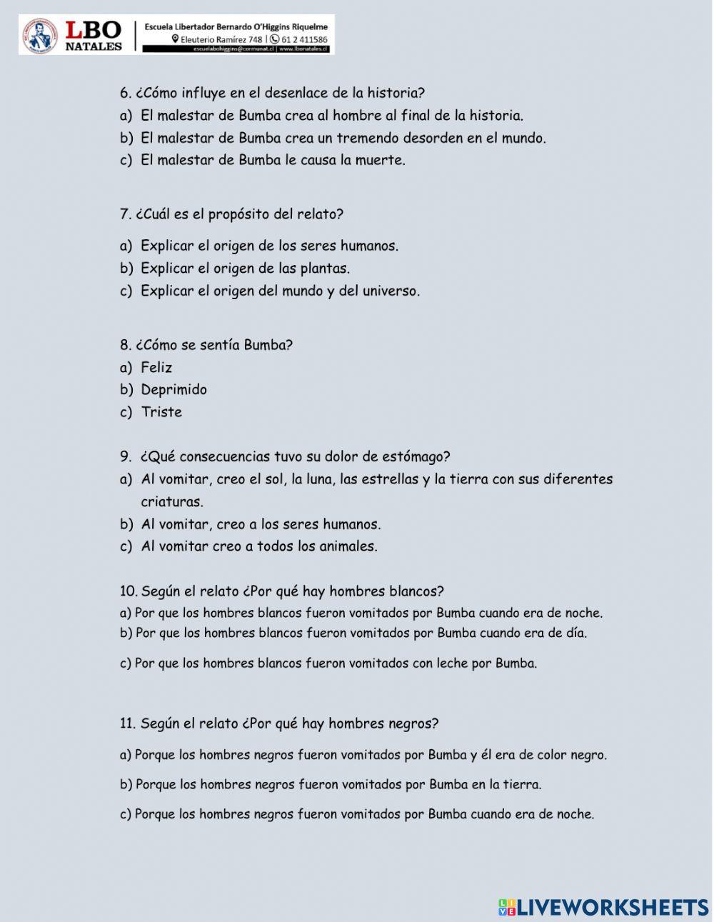 Actividad Individual , Comprensión de un Mito