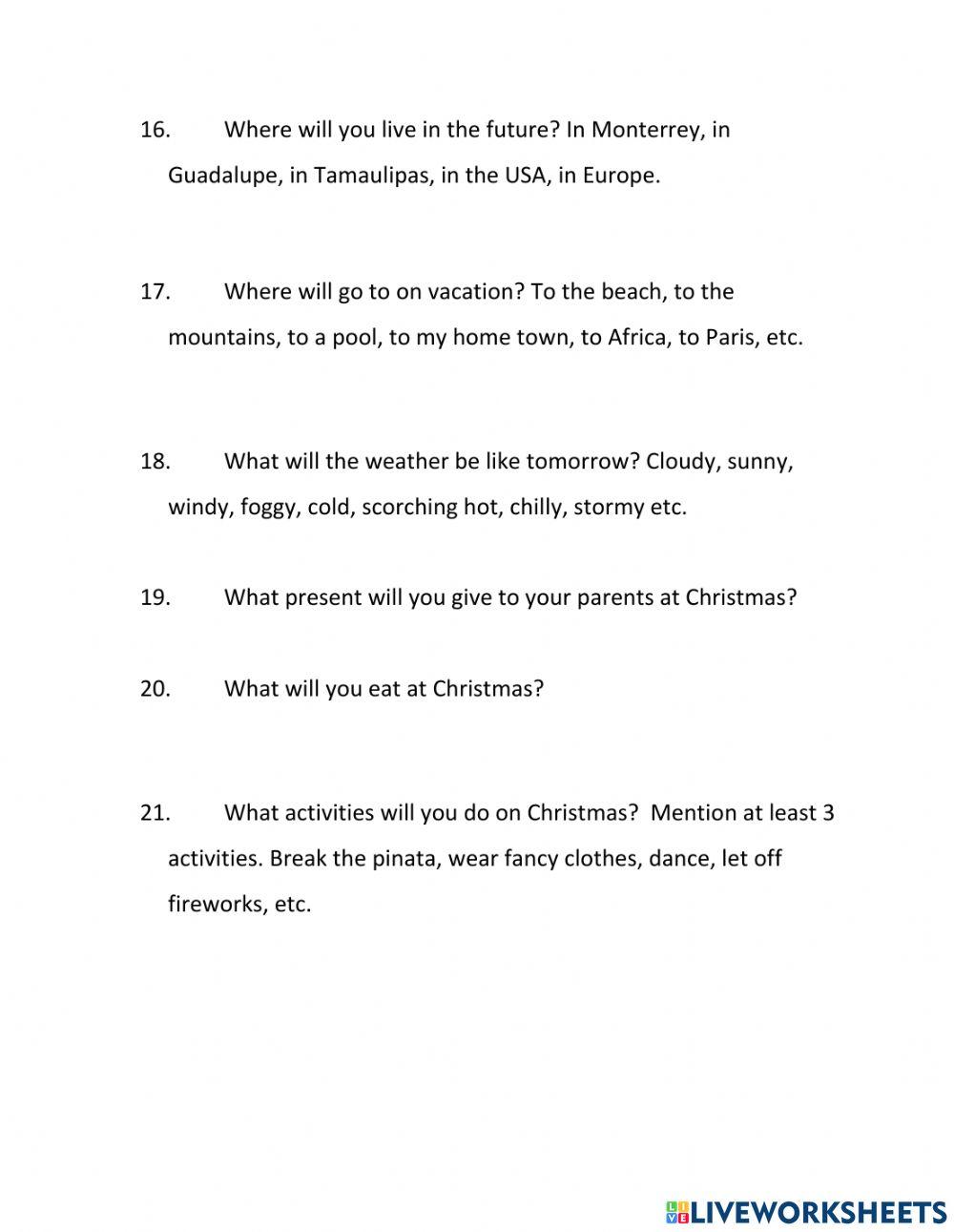 Will speaking and writing worksheet | Live Worksheets