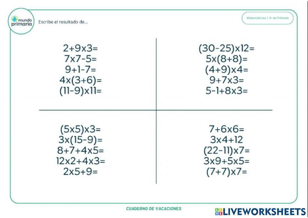 Operaciones matemáticas