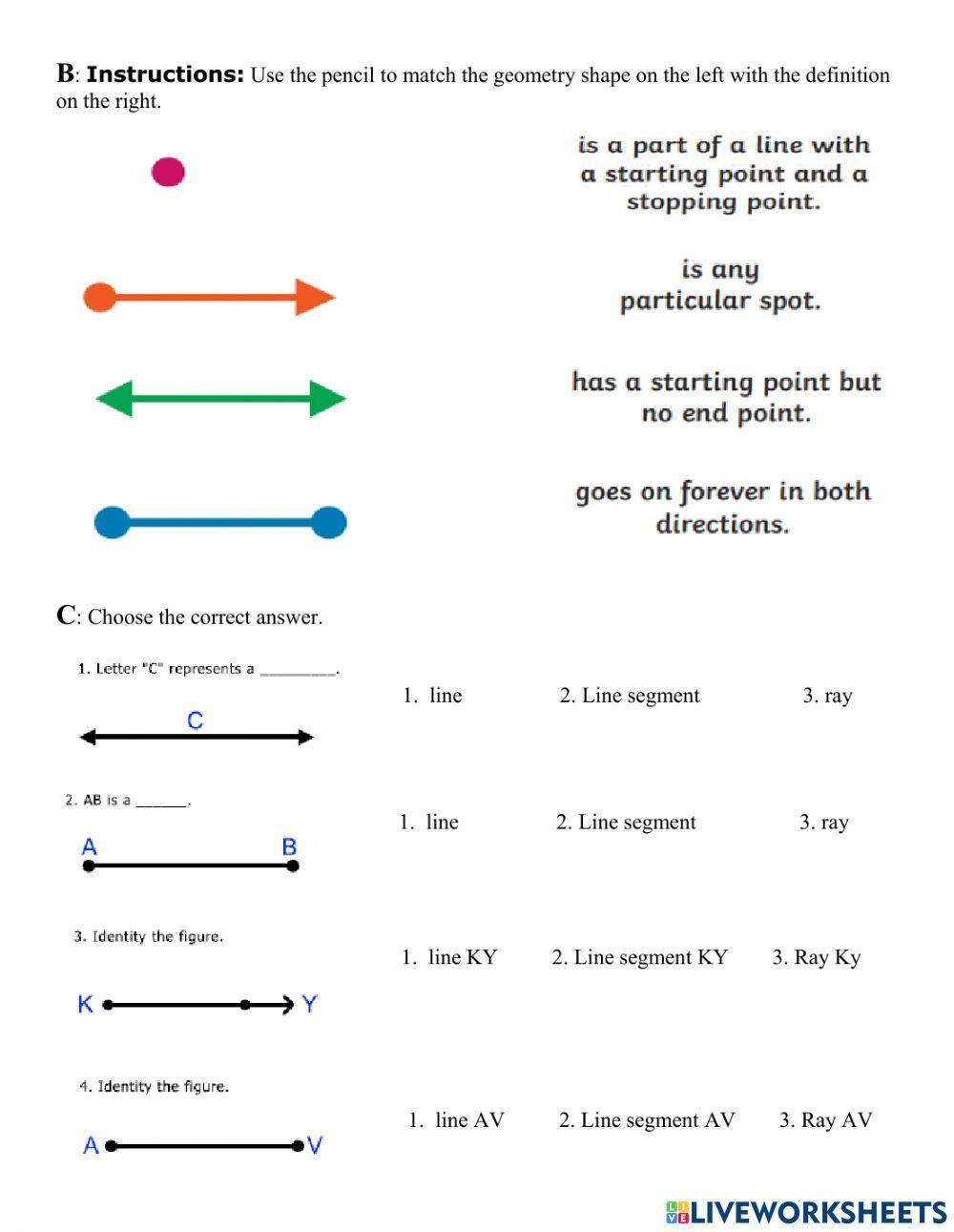 Line, line segment, ray, and point