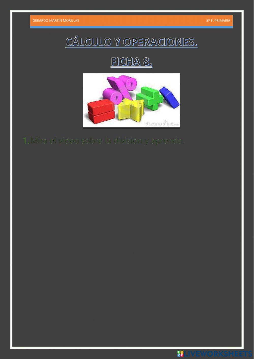 Cálculo y operaciones. Ficha 8.