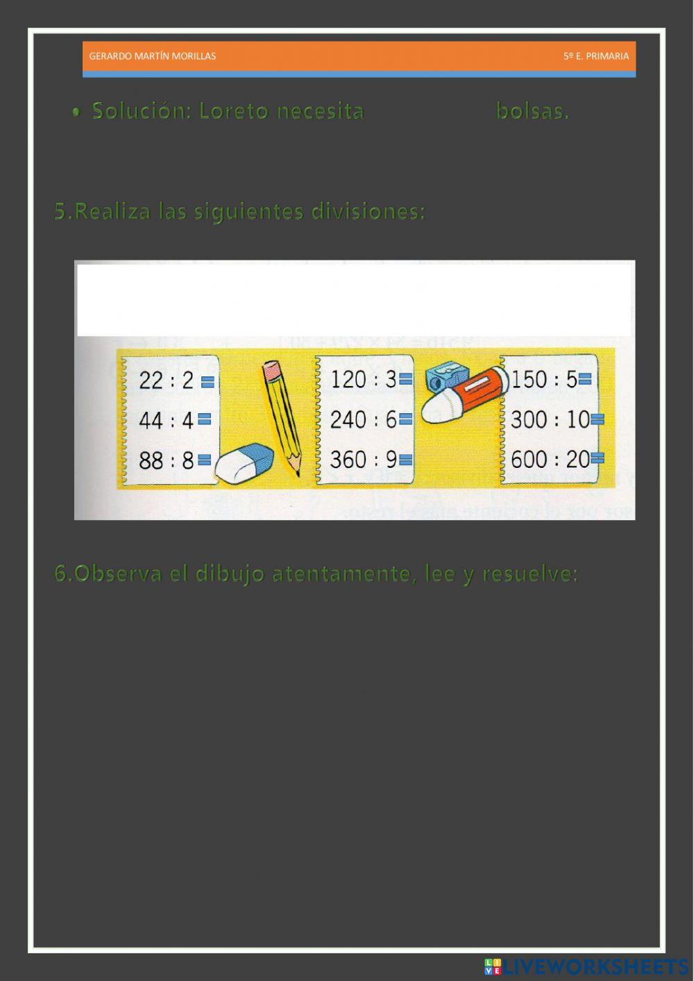 Cálculo y operaciones. Ficha 8.