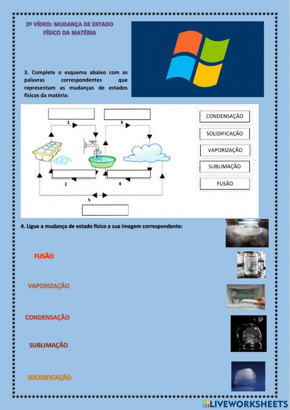 Estados físicos da matéria e mudança de eos físicstados