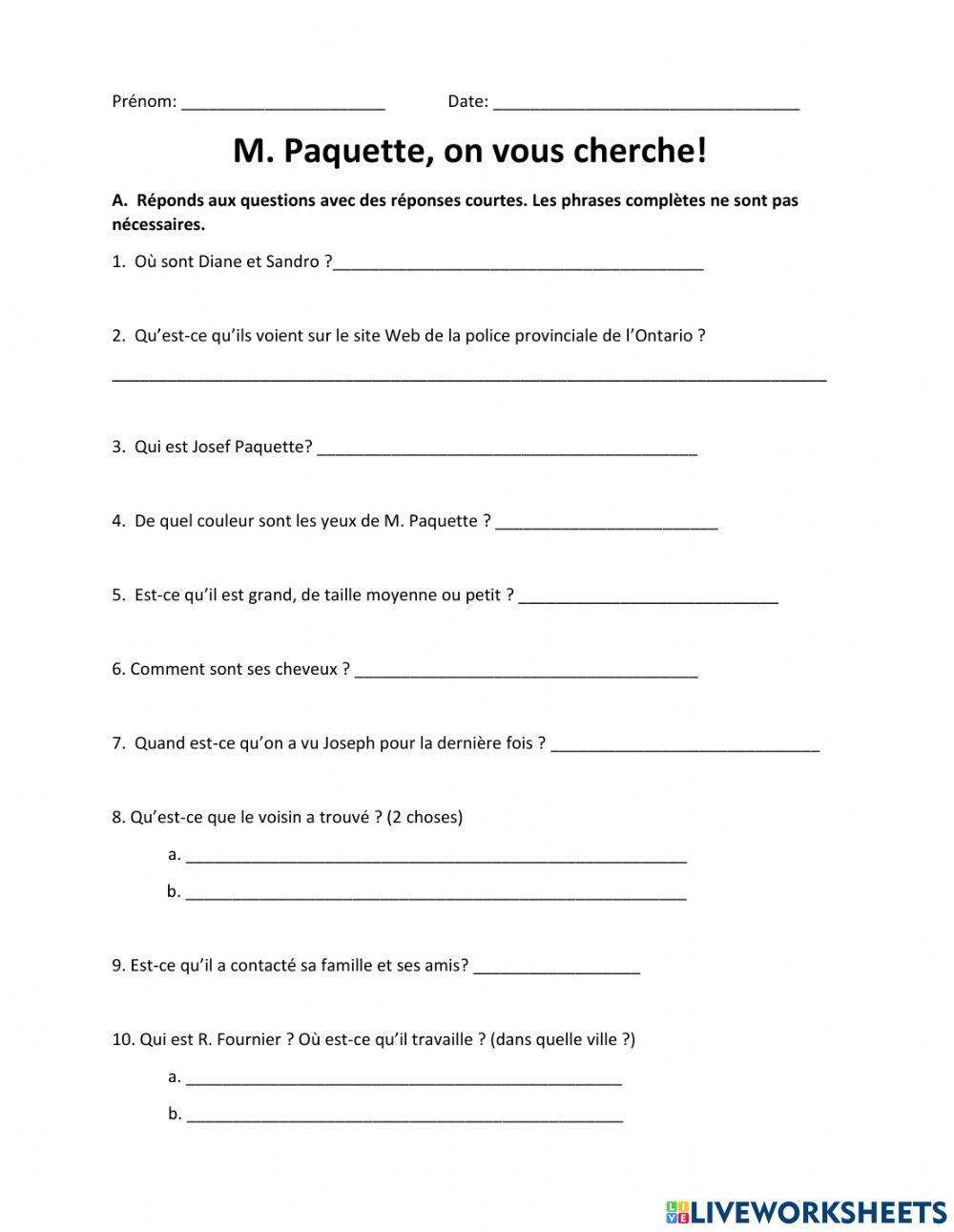 M. Paquette, on vous cherche!