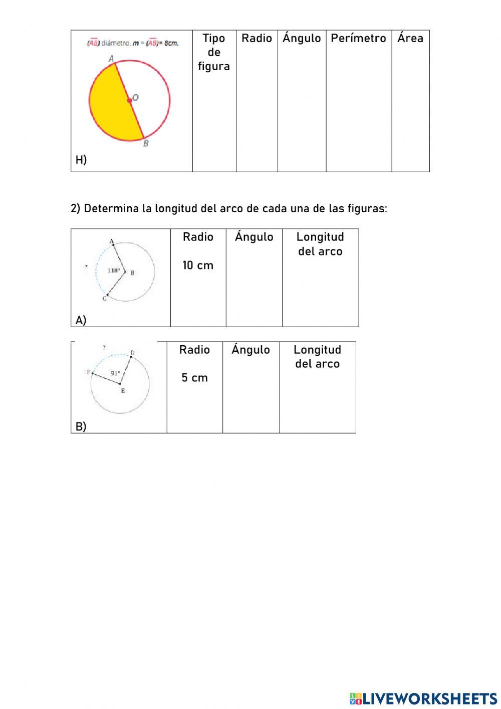 Area y perimetro circulo - circunferencia