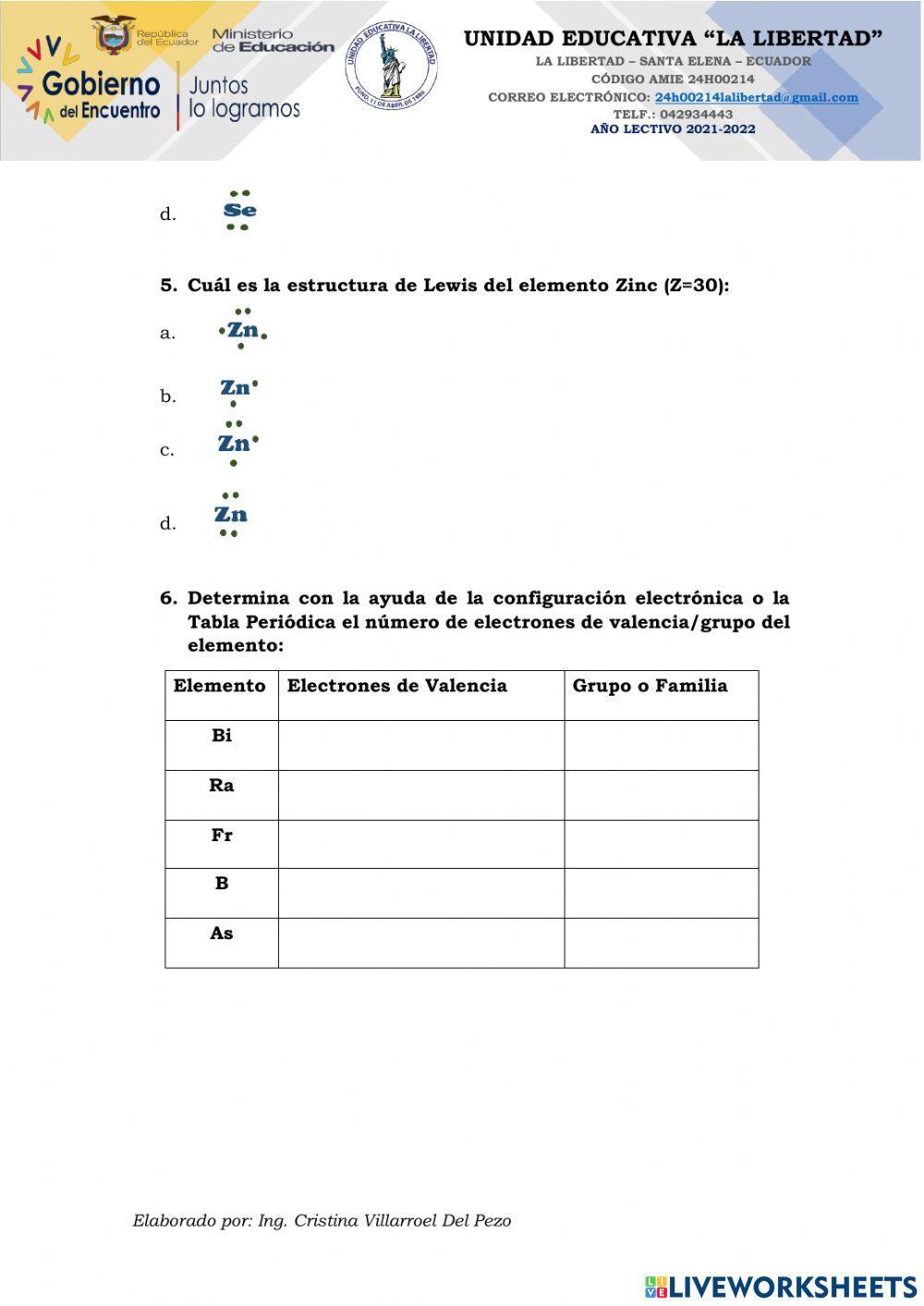 Representación de lewis - 1 bgu