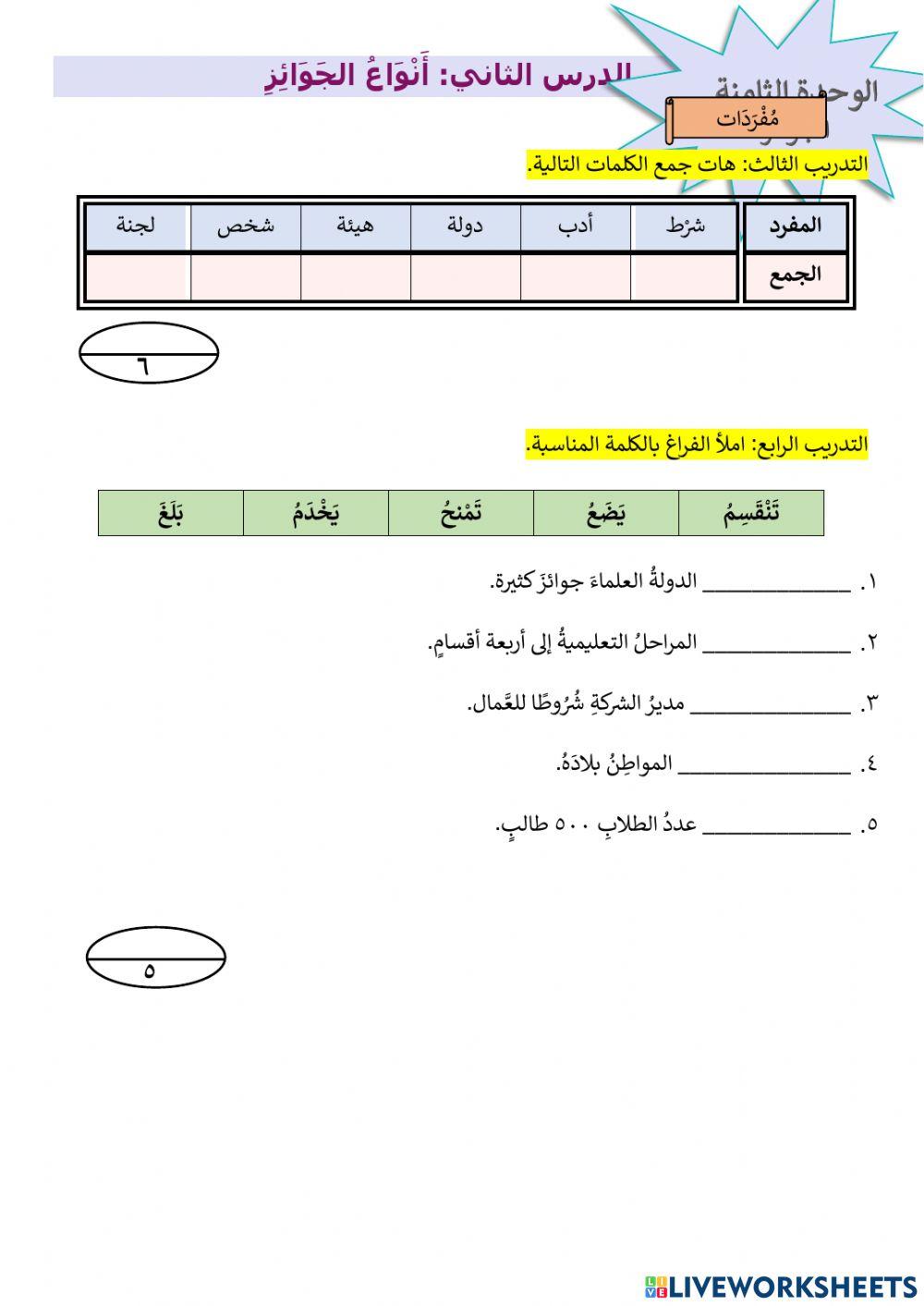 أنواع الجوائز