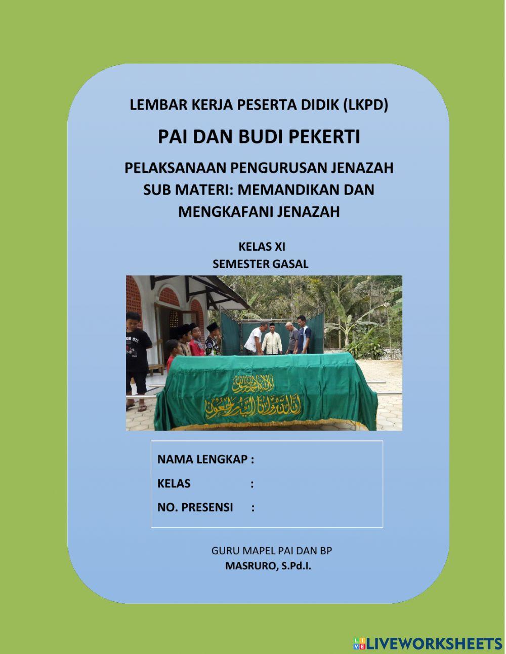 LKPD Tatacara Pengurusan Jenazah (Sub Tema Memandikan dan mengkafani Jenazah)