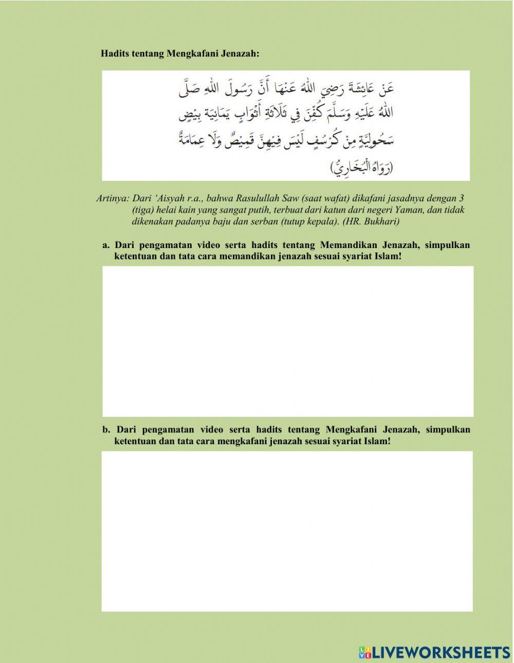 LKPD Tatacara Pengurusan Jenazah (Sub Tema Memandikan dan mengkafani Jenazah)