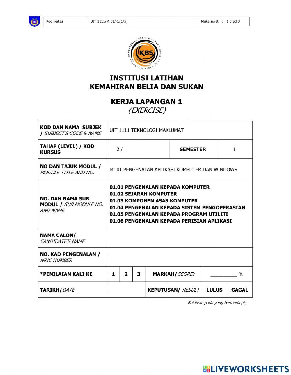 UIT 1111 Kerja Lapangan 2