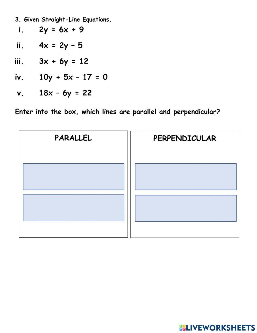 Gradient of straight line