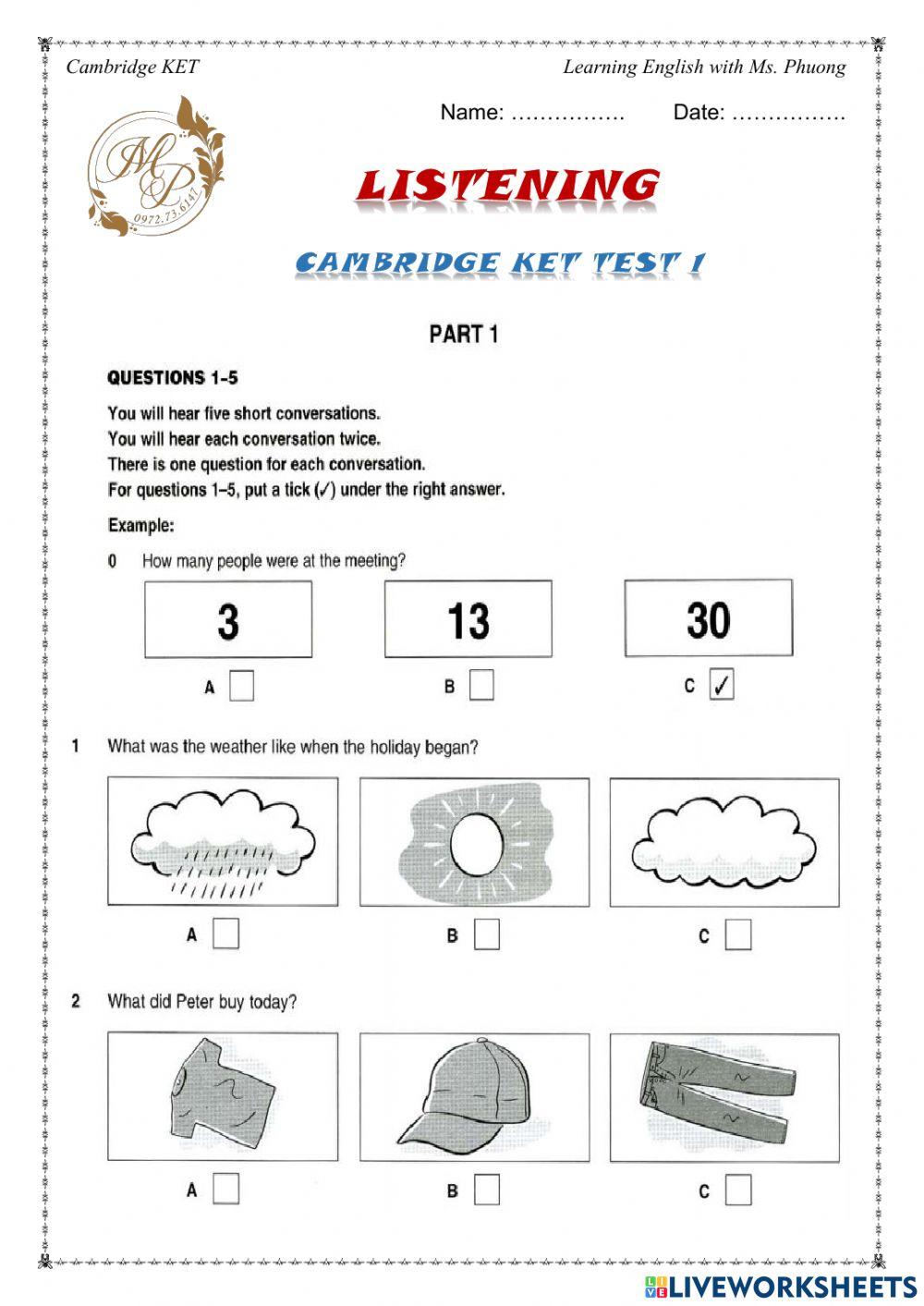 Cambridge KET -Listening