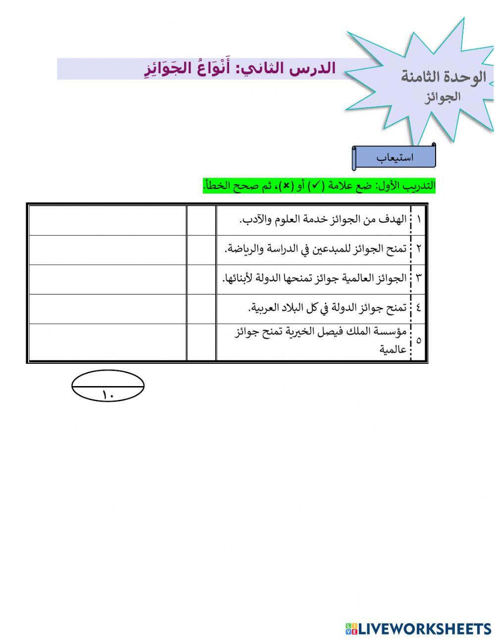 أنواع الجوائز