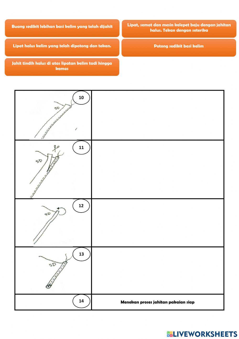 Level 1 langkah jahit gaun malam