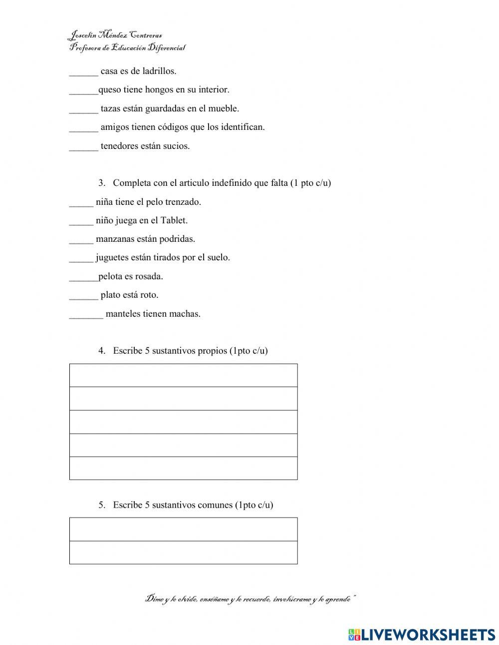 La oración y sus partes