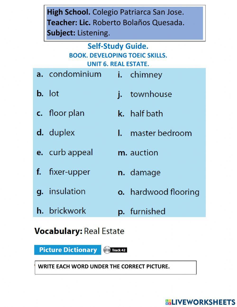 UNIT 6. REAL ESTATE. DEVELOPING. 
