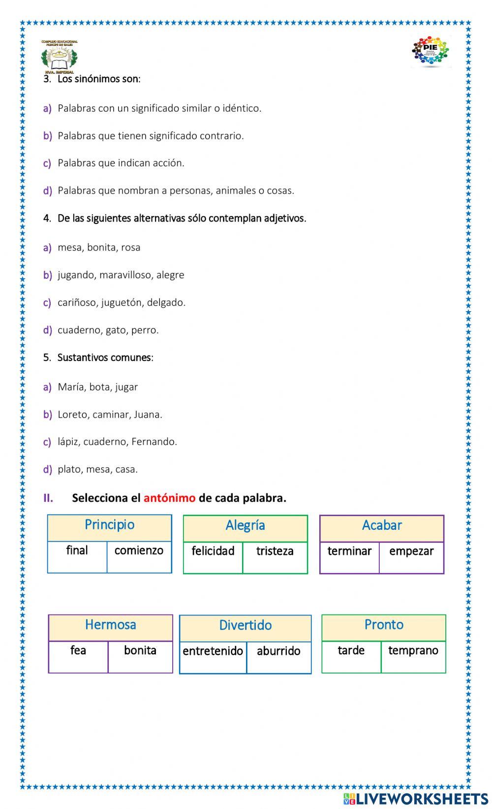 Evaluación Lenguaje octubre