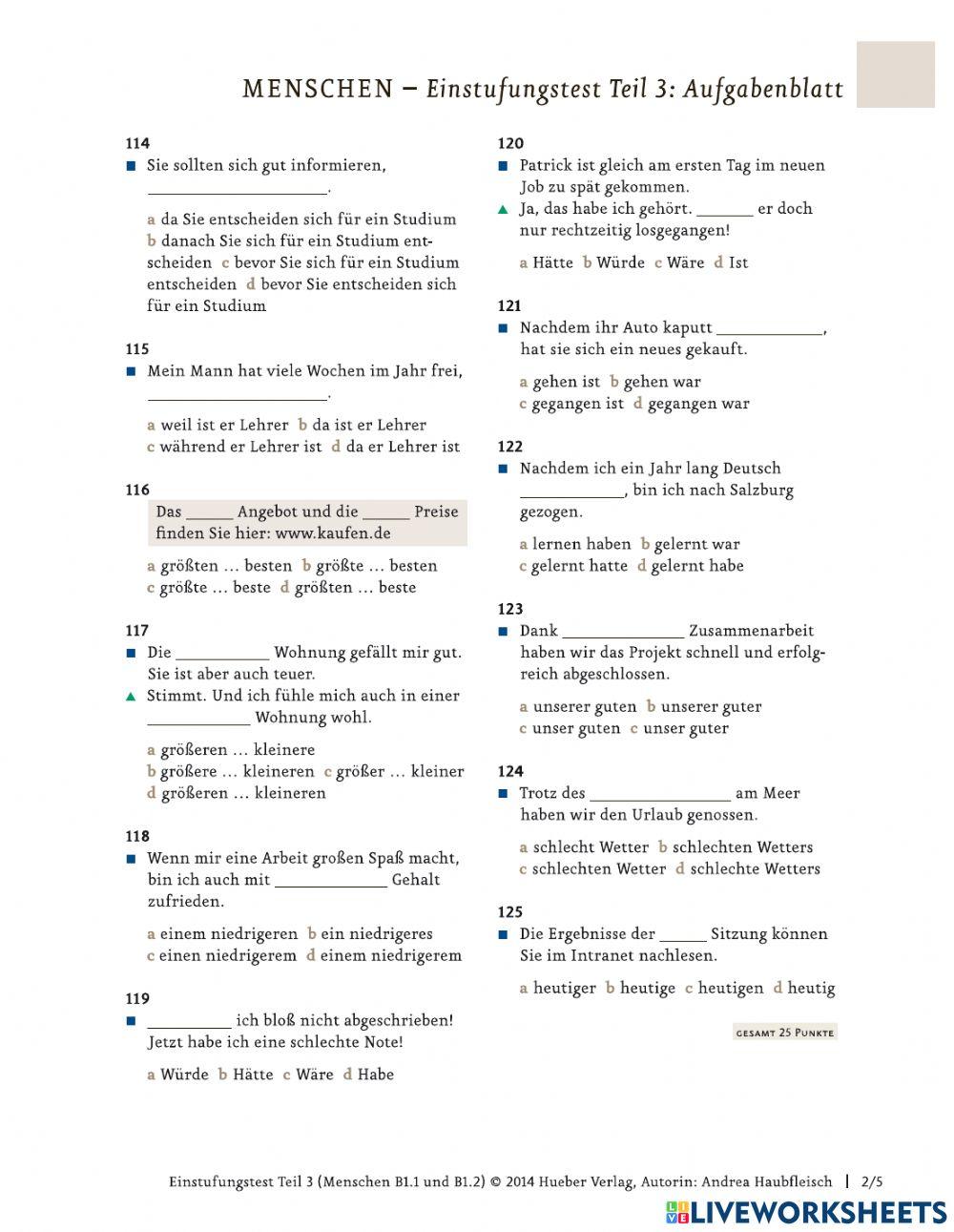 Einstufungstest B1 Menschen