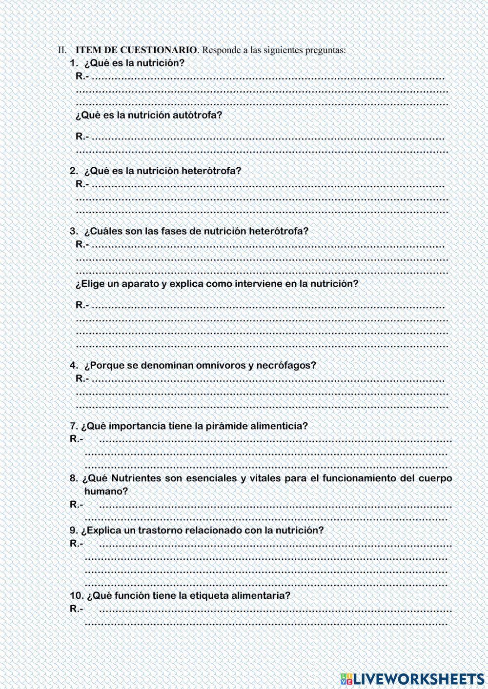 Nutricion en seres vivos