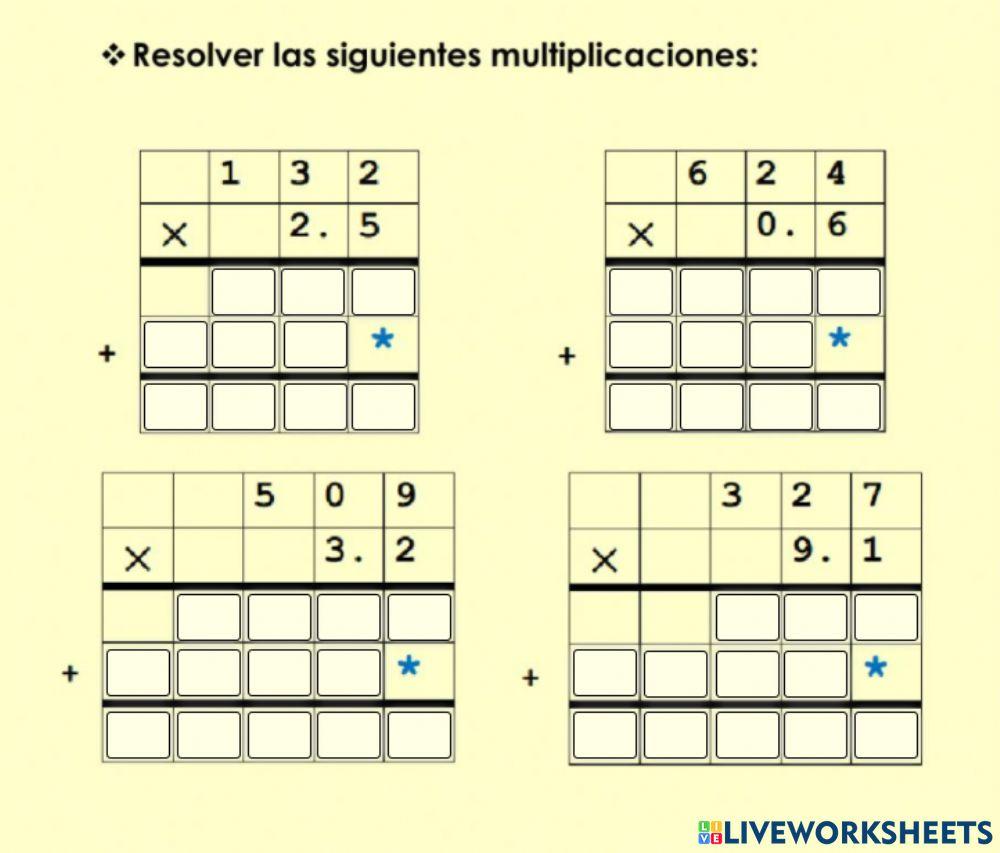 Multiplicación con decimales