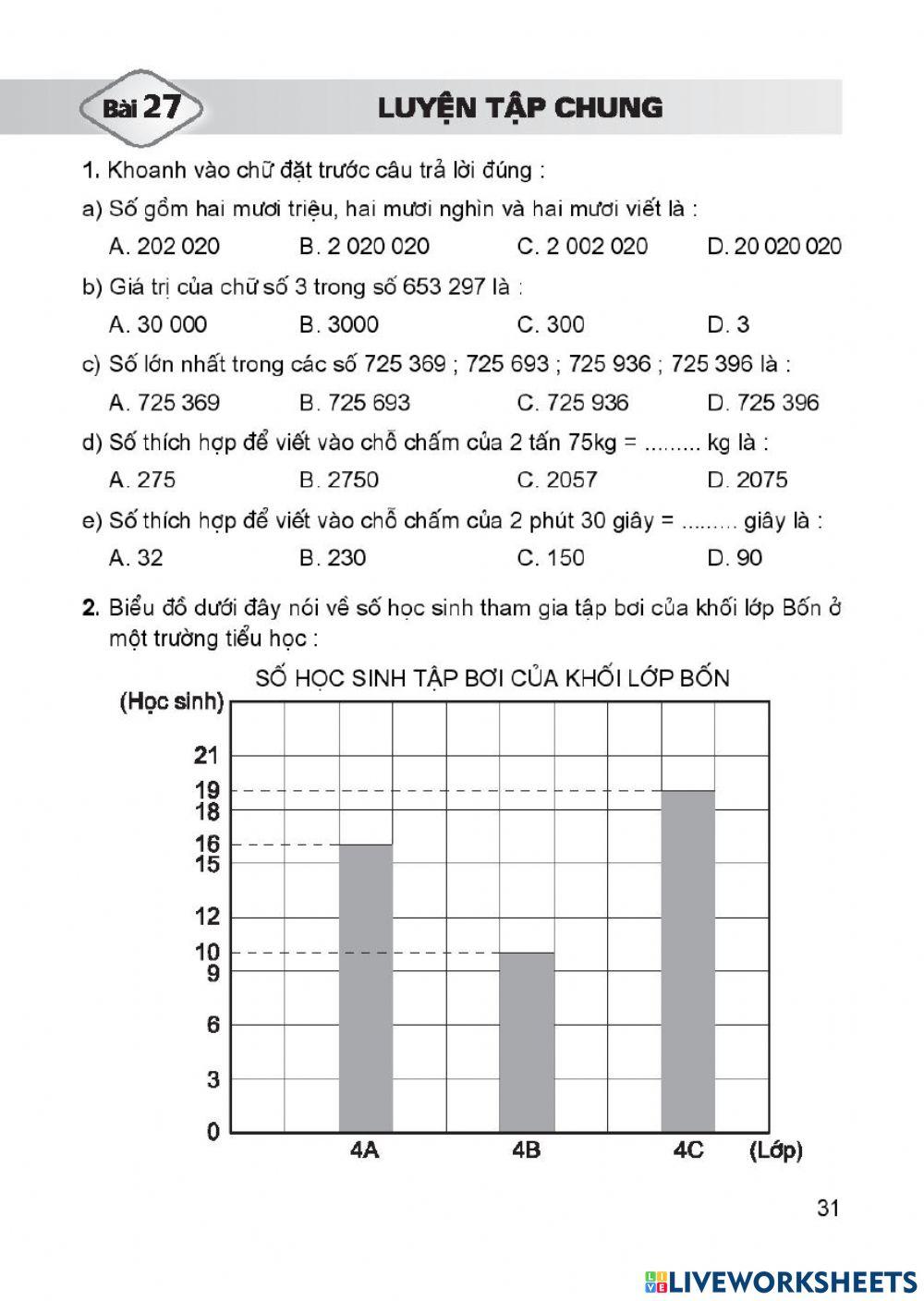 Vở bài tập Toán 4