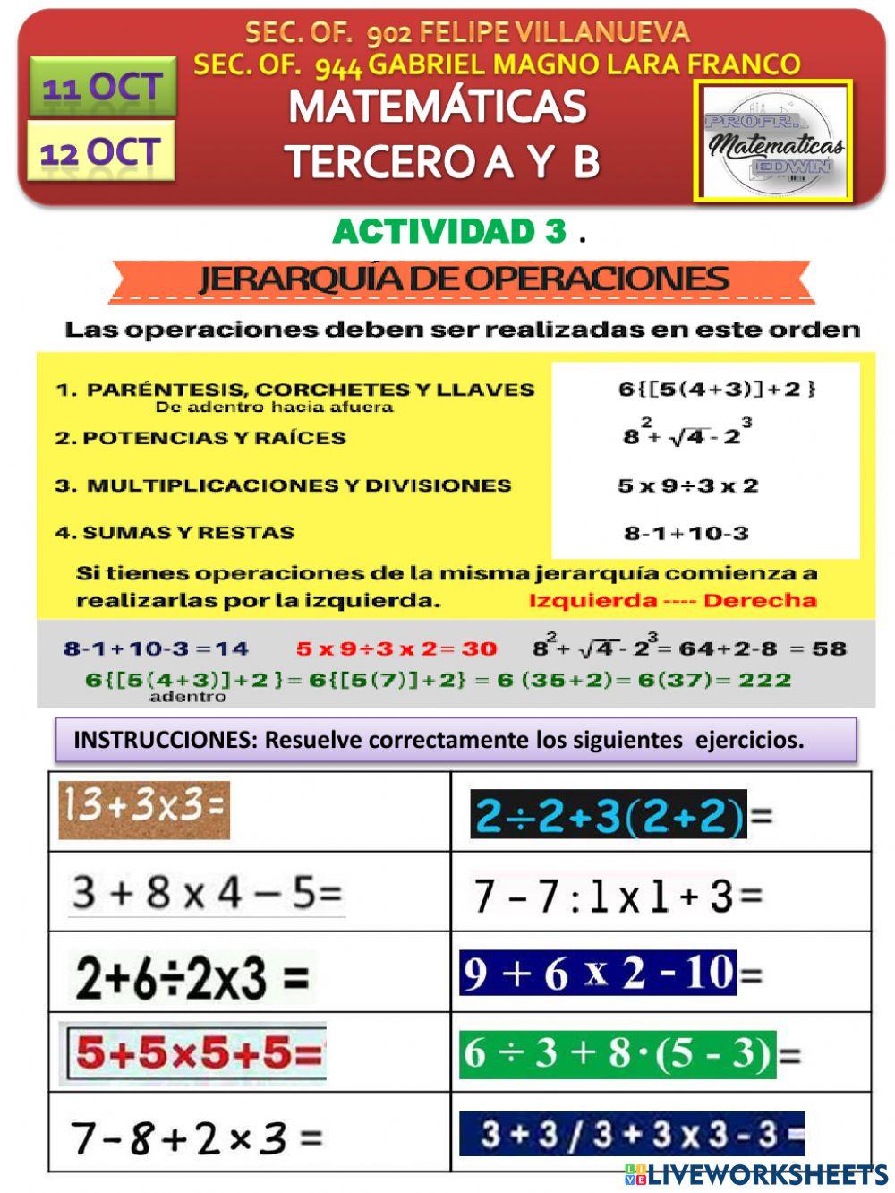 Jerarquía de operaciones NIVEL 1