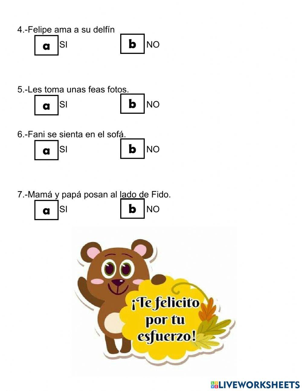 Comprensión lectora:las fotos de la familia