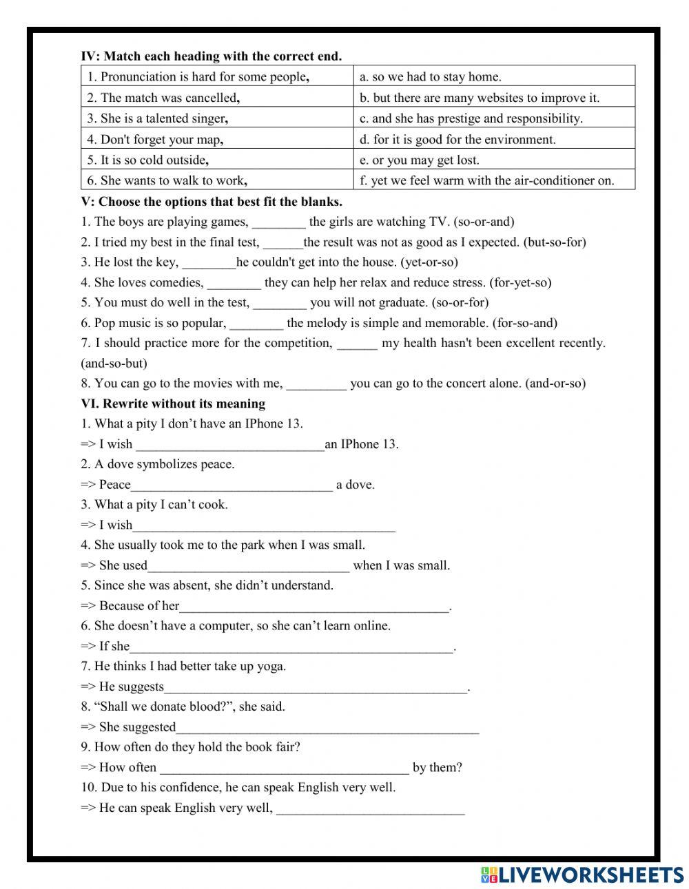 Grade 8- Compound Sentence