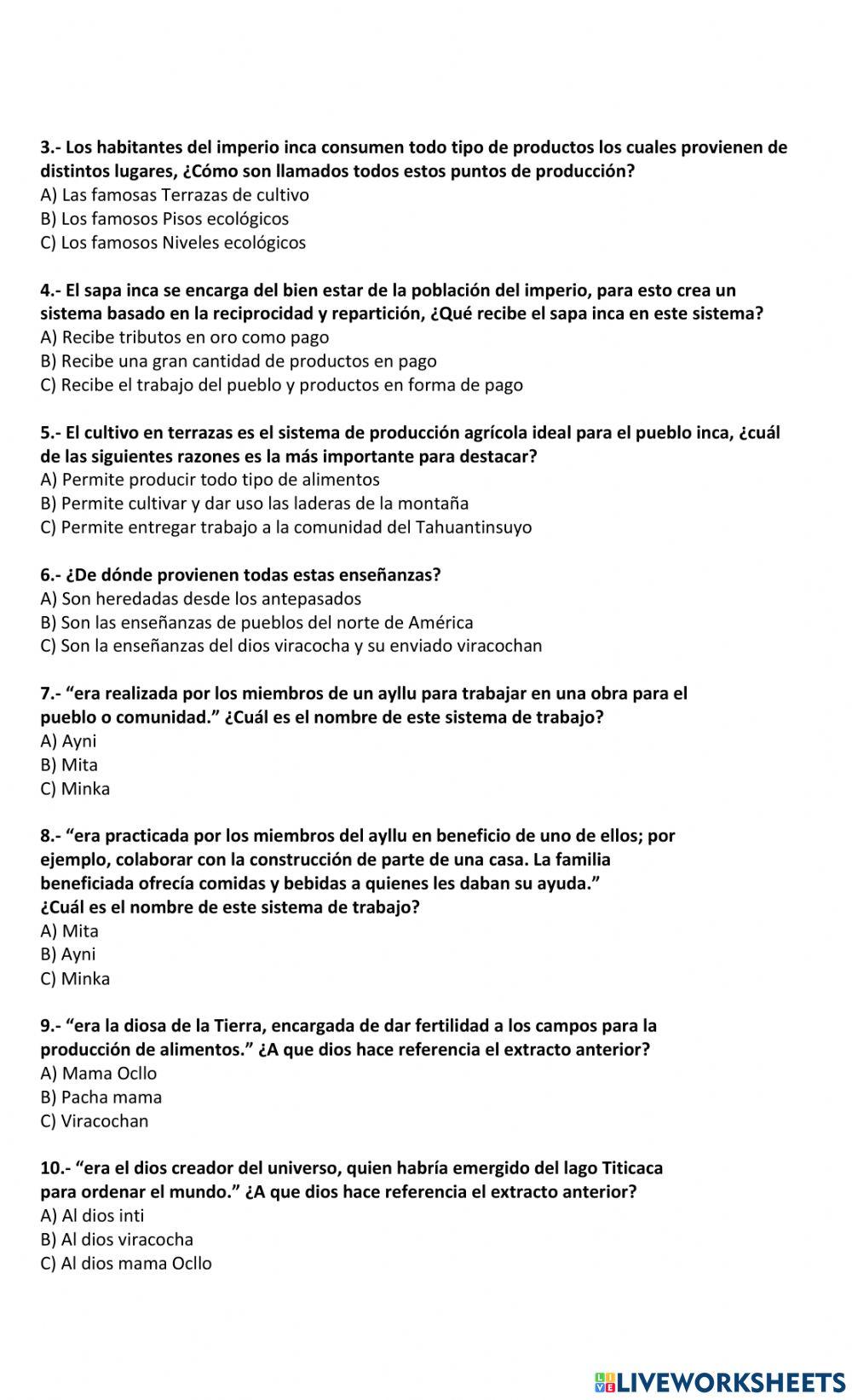 Herencia cultural inca