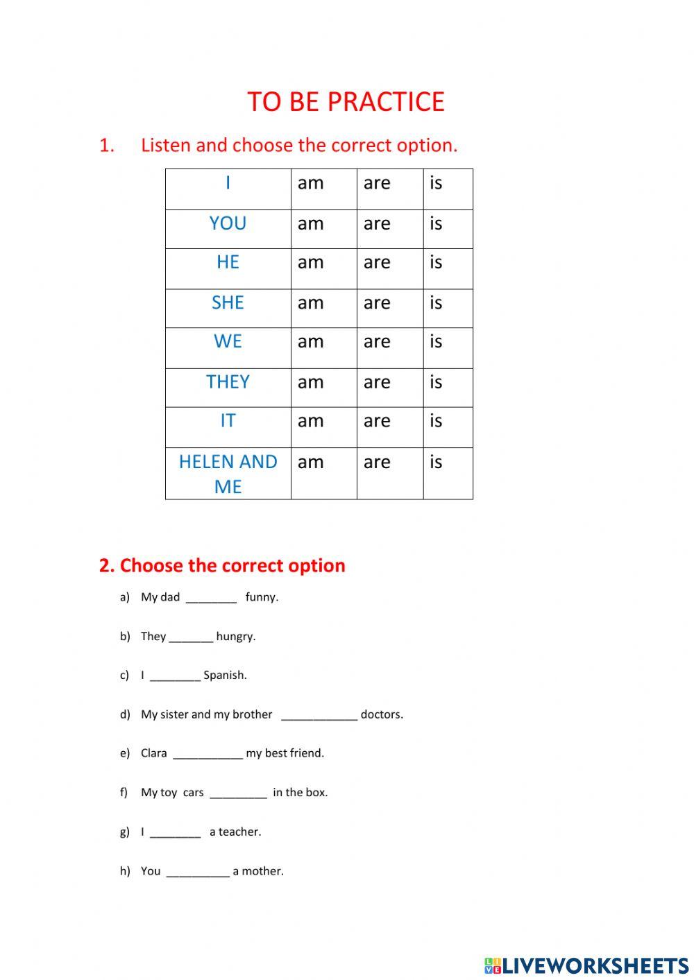 Verb to be en simple present