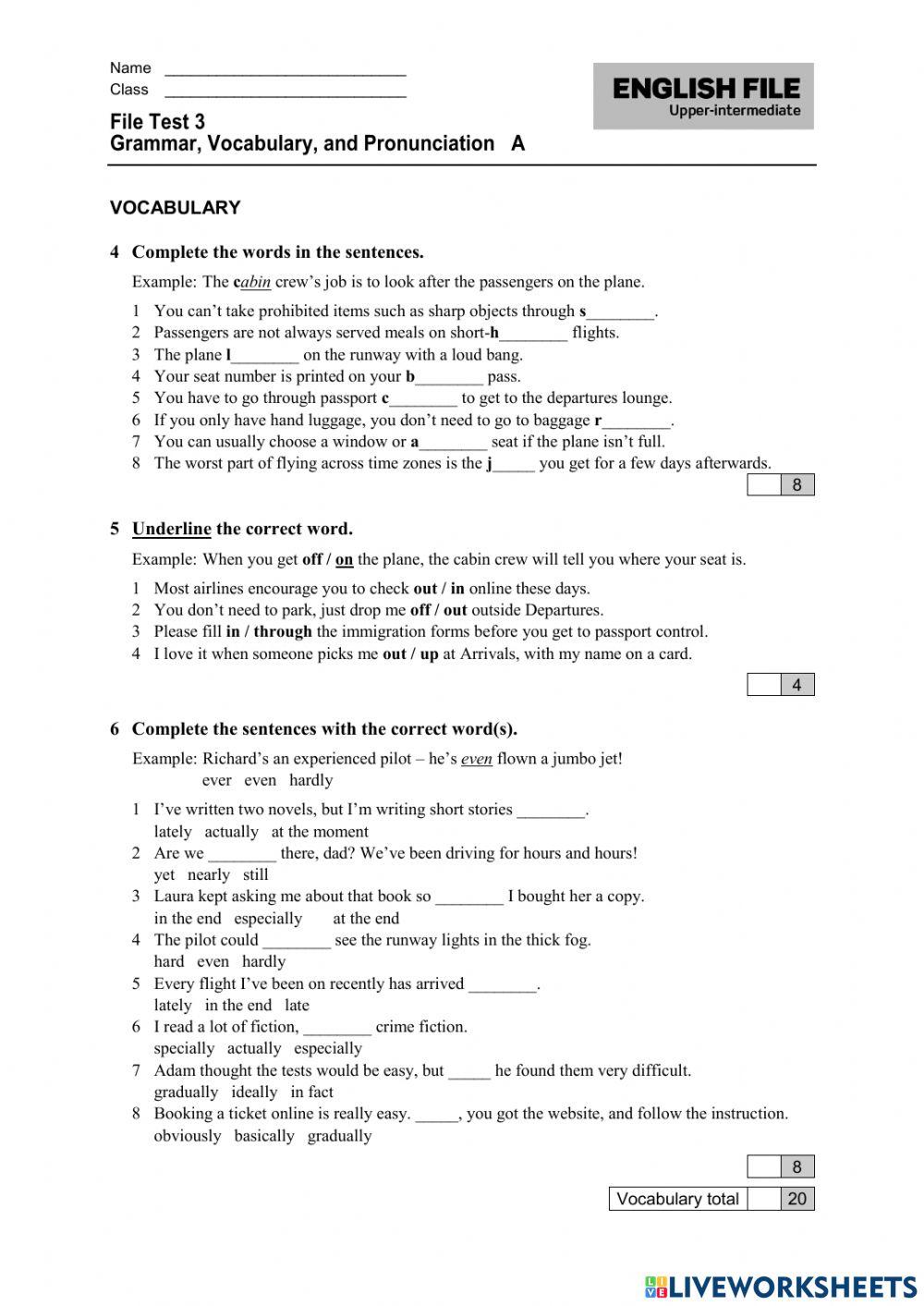NEF Upper Intermediate 3rd ed File test 3a