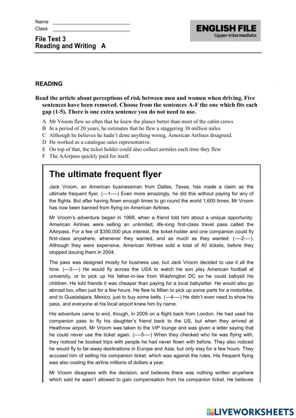 NEF Upper Intermediate 3rd ed File test 3a
