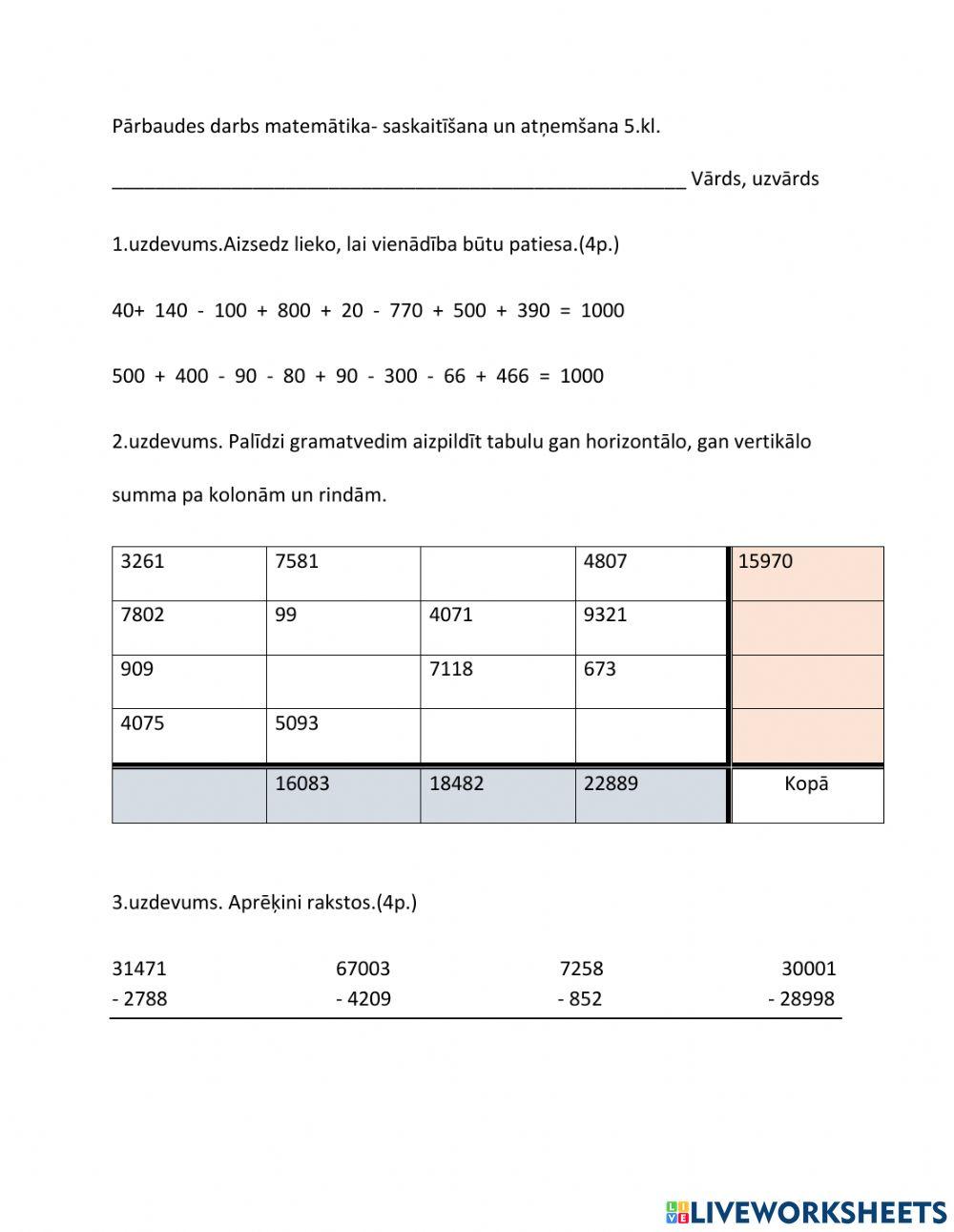 Saskaitīšana un atņemšana Saskaitīšana un atņemšana