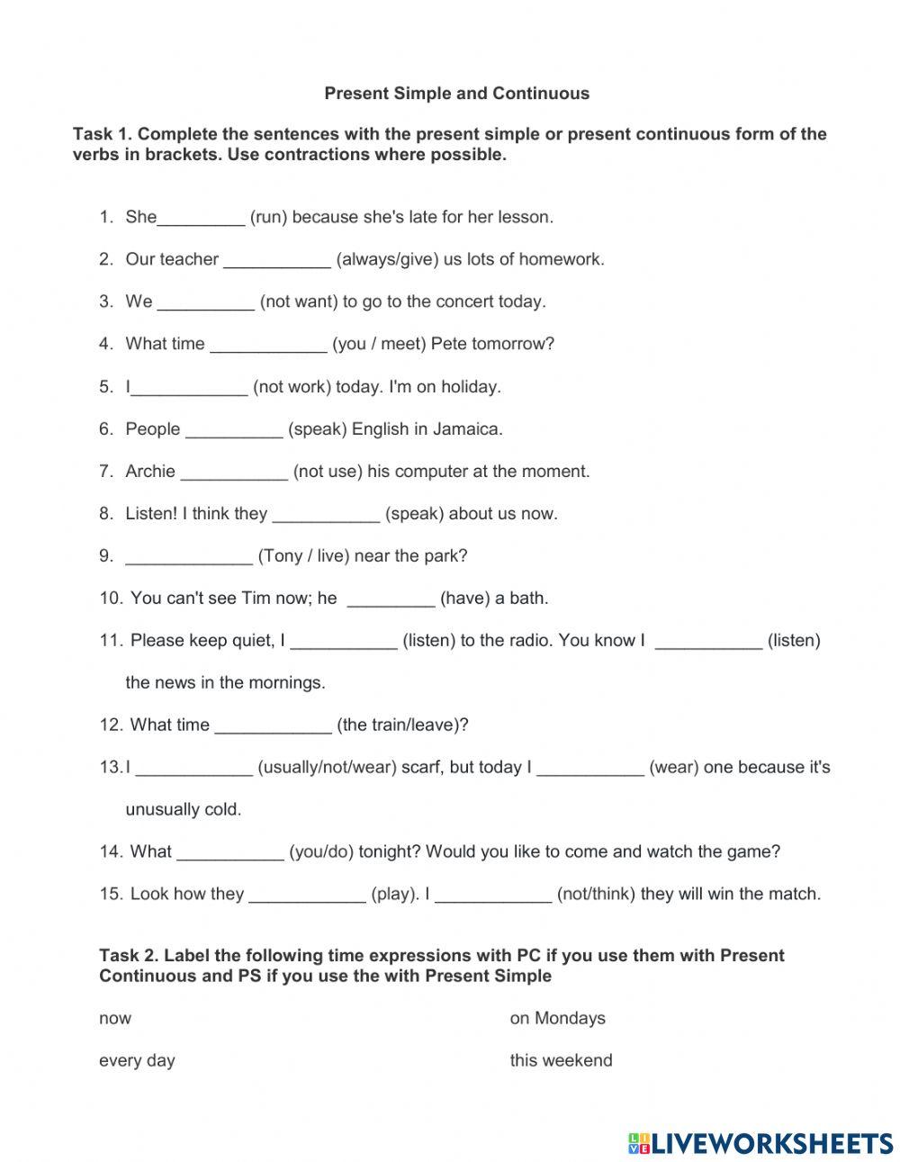 Present simple and continuous