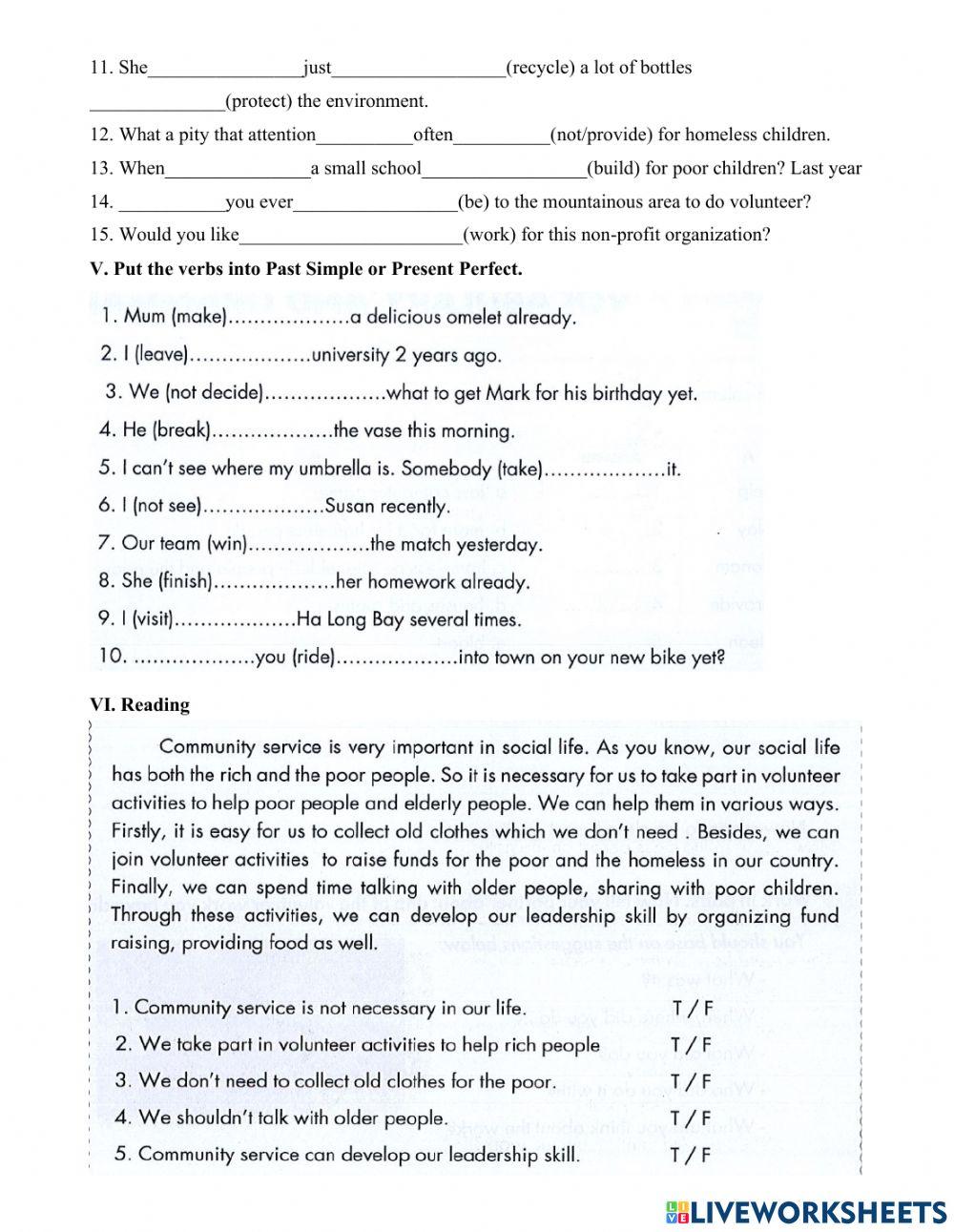Grade 7- Unit 3: Community service