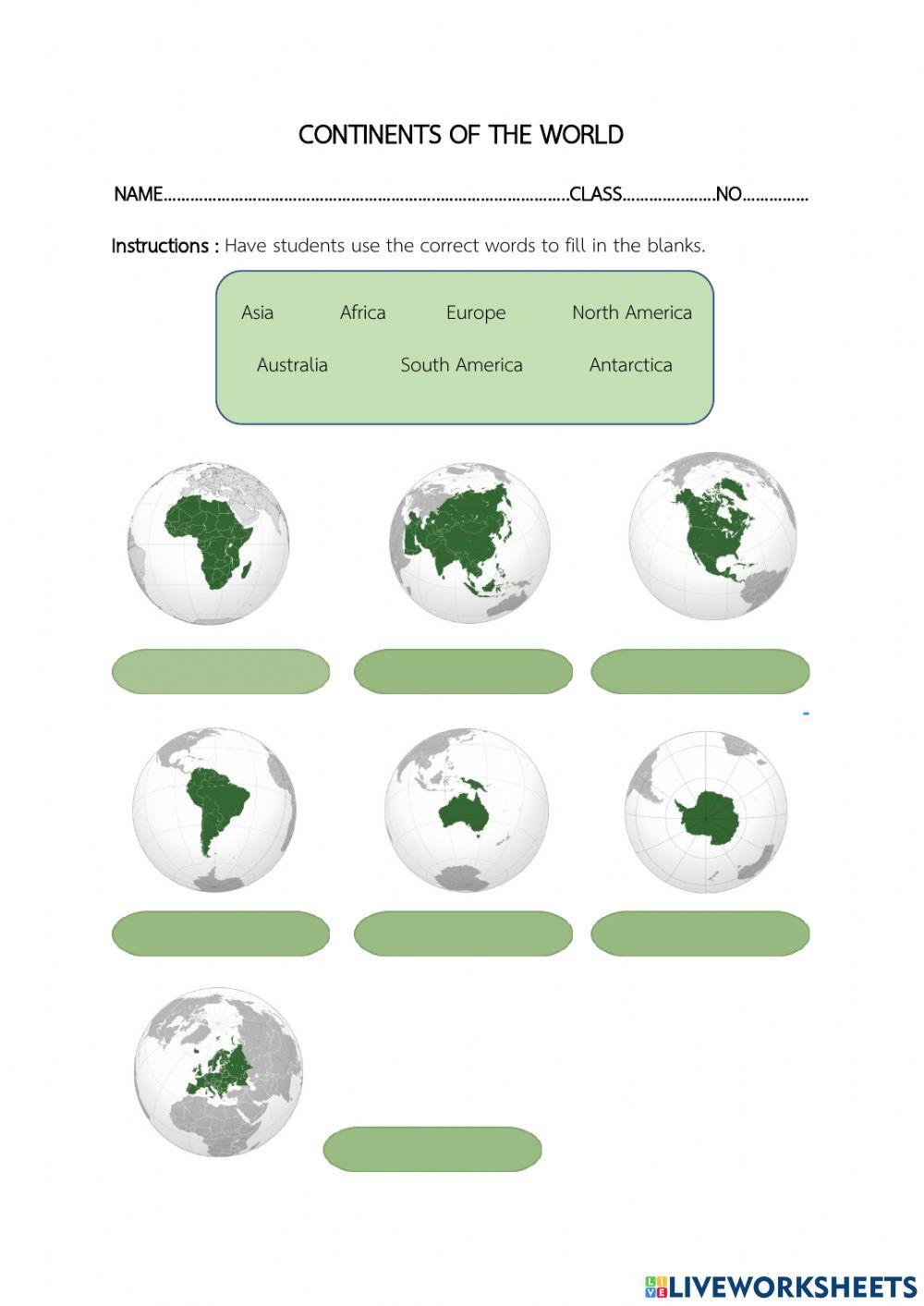 Continents of the world