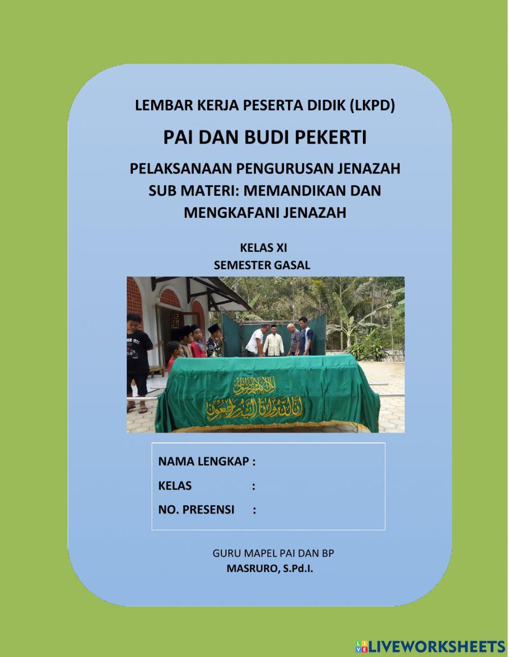 LKPD Tatacara Pengurusan Jenazah (Sub Tema Memandikan dan mengkafani Jenazah)